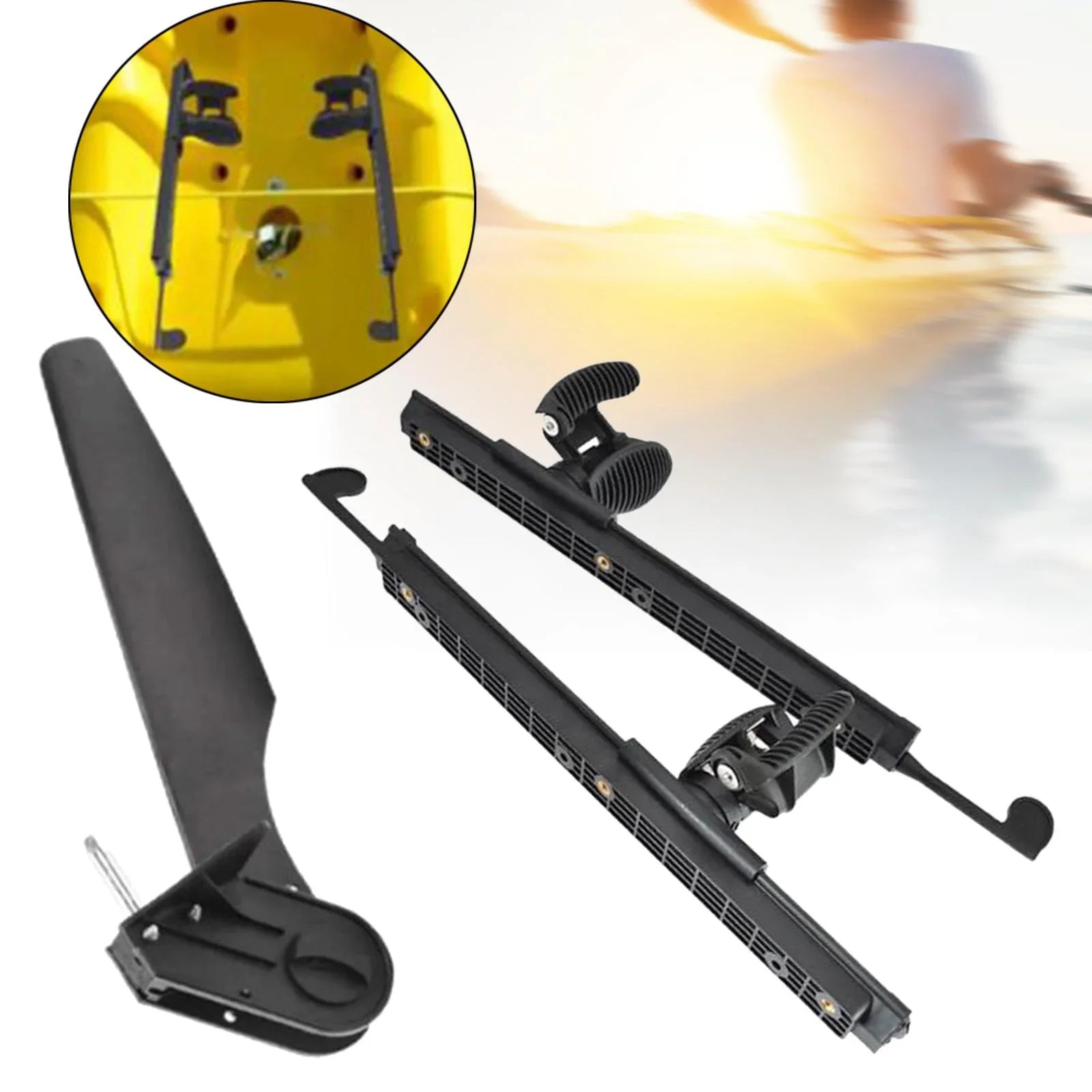 Tnarru Kayak Rudder Kayak Foot Pegs Watercraft Tail Watercraft Rudder with Foot Brace Pedals for Fishing Watercraft Canoeing Marine Accessories