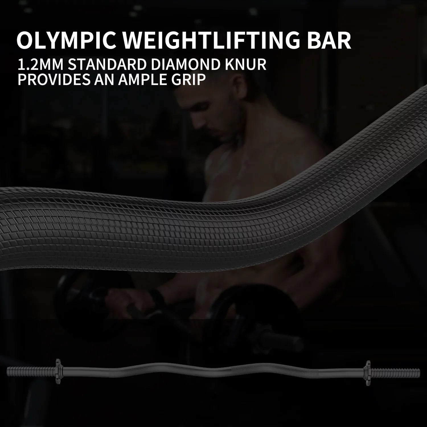 FIXTECH 47'' Olympic Curl Bar with Collars for All Standard Plates, 220-Pound Capacity, Black