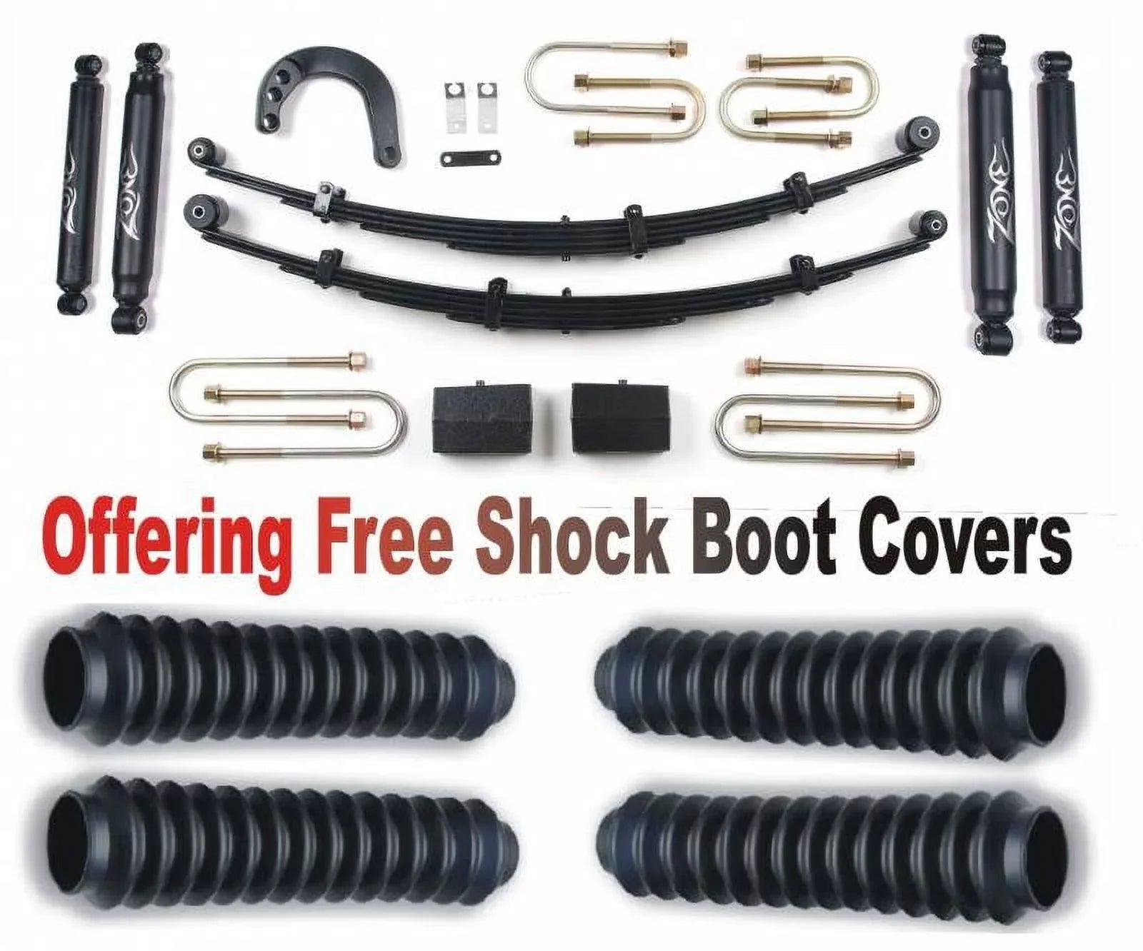 ZoneOffRoad 1973-1987 Fits Chevrolet Silverado Suburban 1500 Blazer Fits GMC Sierra Suburban 1500 Jimmy Pickup SUV 4WD 1/2 Ton 4" Lift Kit System With Free Boot Protectors C10N/ZONU3100X4