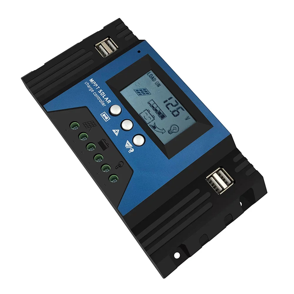 Vistreck 30A Solar Charge Controller 12/24V Auto Focus Solar Panel Controller Battery ligent Regulator with 4 USB Output Adjustable Parameter LCD Display Timer Setting