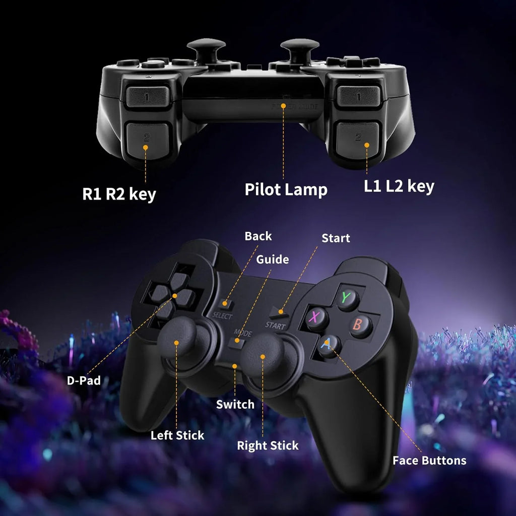 Game Stick 64G, 25,000+ Retro Games, Fitting with 12 Emulator Console, Wireless Retro Game Console Support 4K HD Output, Plug and Play Video Games for TV, 2.4G Wireless Controllers