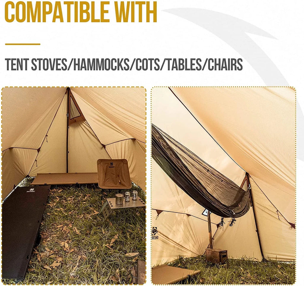 YUNWEN ROCDOMUS Hammock Hot Tent with Stove Jack, Versatile Lightweight Waterproof Camping Tarp with Zippered Tent Bag, PU3000mm 4 Season Tent for Stove