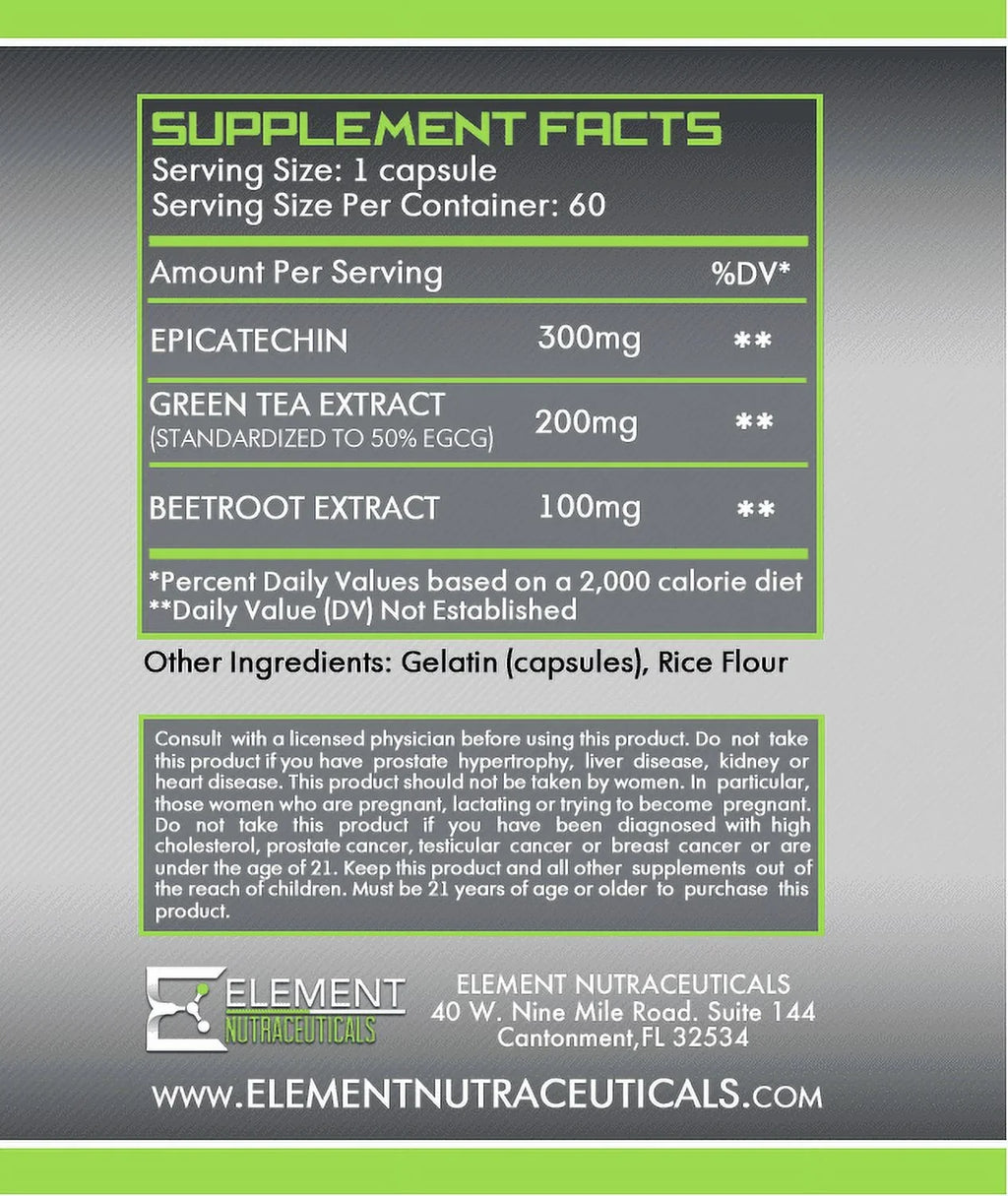 EPICATECHIN (60 servings x 300 mg per serving) by Element Nutraceuticals