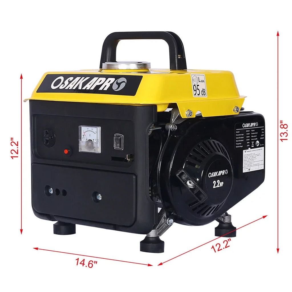 Portable Generator, 900 Watts Gas Powered Generator for Backup Home Use & Outdoors Camping Low Noise Ultra Lightweight EPA III and CARB Compliant (Black ＆ Yellow)