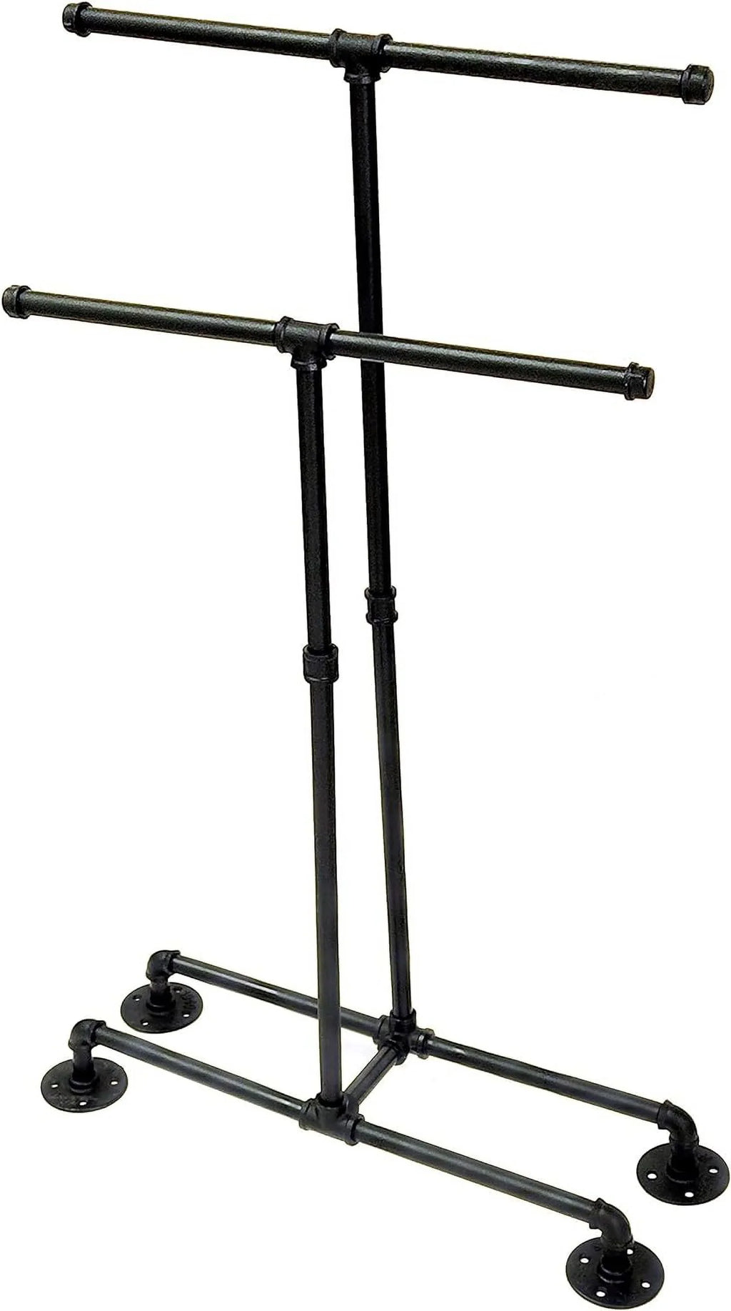Bathroom Towel Rack, Wall Mounted Industrial Pipe Organizer Holder, Bath Hand Towel Washclothese Storage Holder, RV Camper Organizer Shelf (Black, Standing 40")