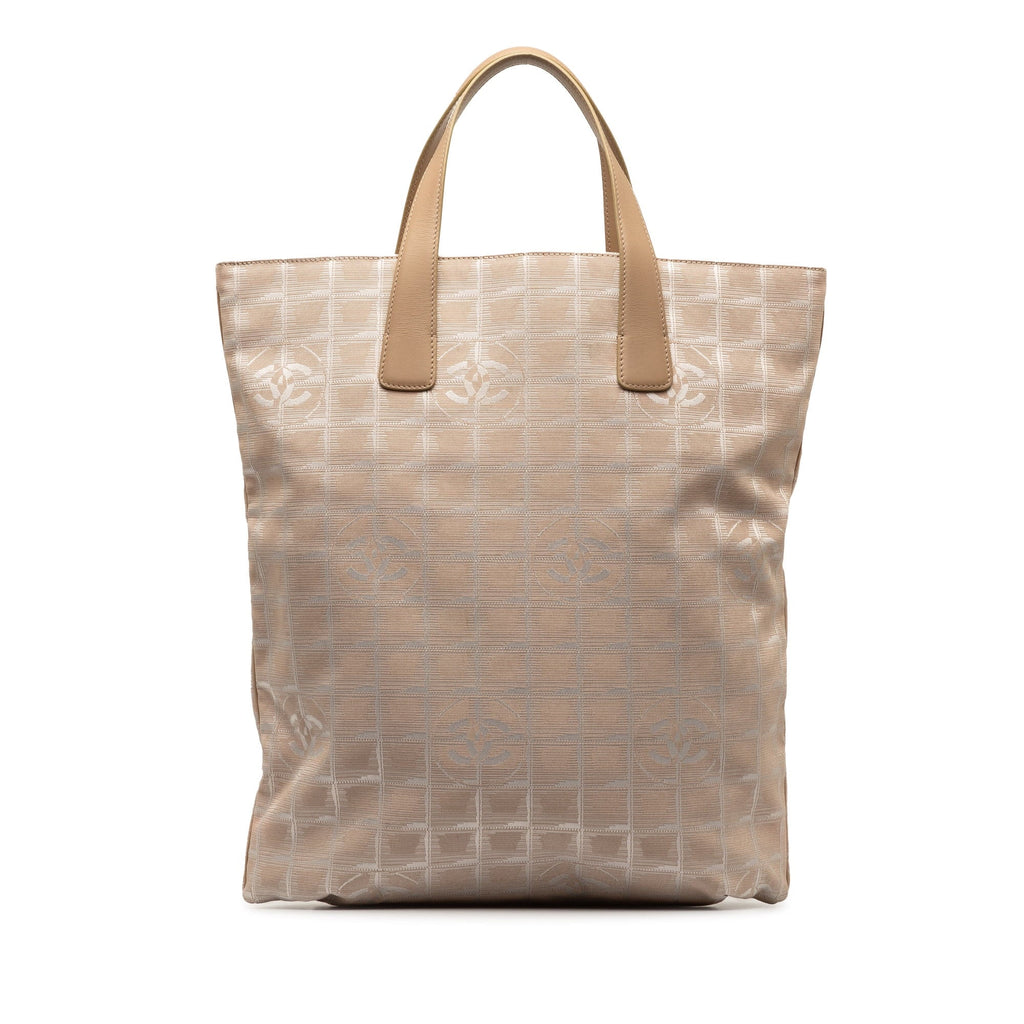 Pre-Owned Authenticated Chanel New Travel Line Tote Nylon Fabric Brown Tote Bag Unisex (Good)