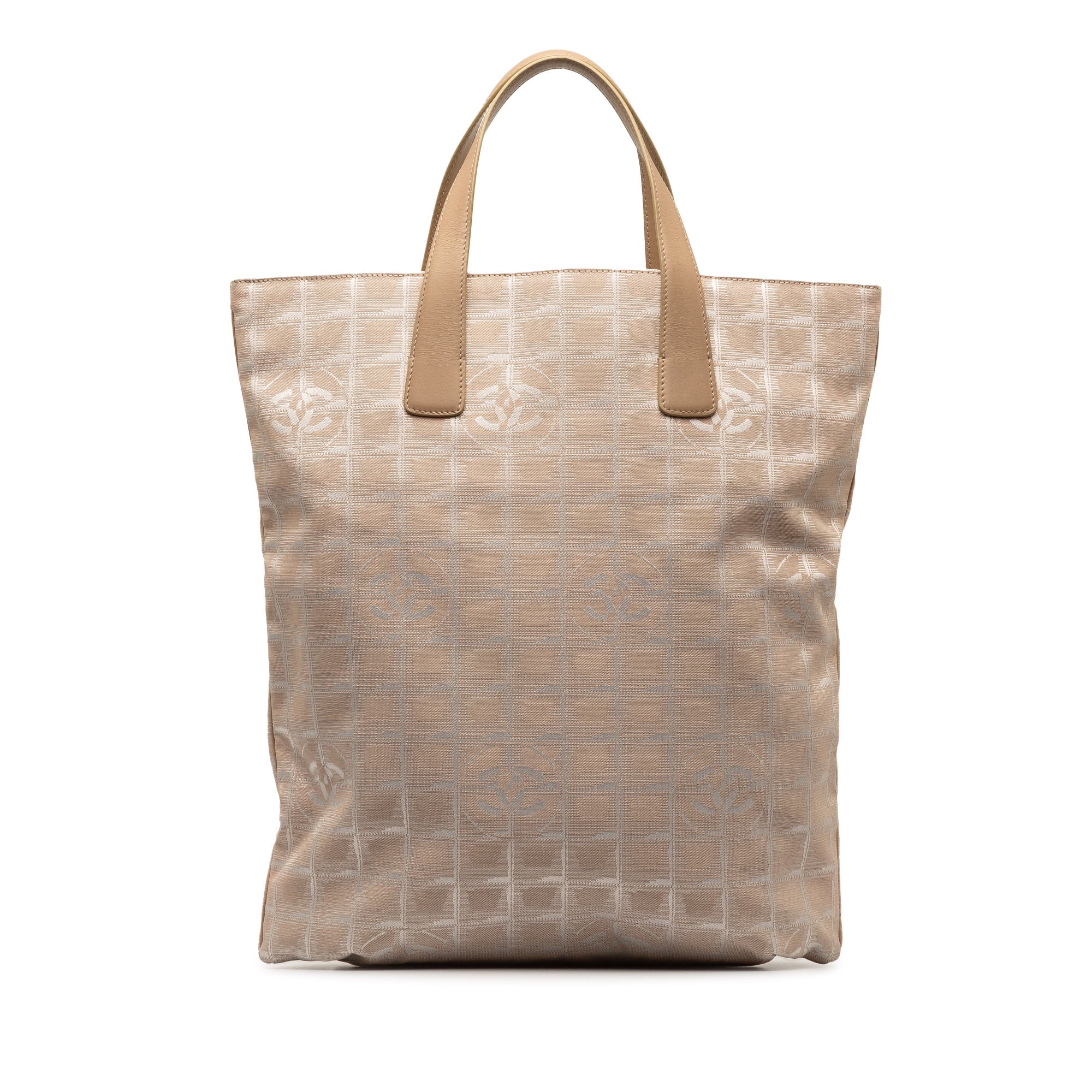 Pre-Owned Authenticated Chanel New Travel Line Tote Nylon Fabric Brown Tote Bag Unisex (Good)
