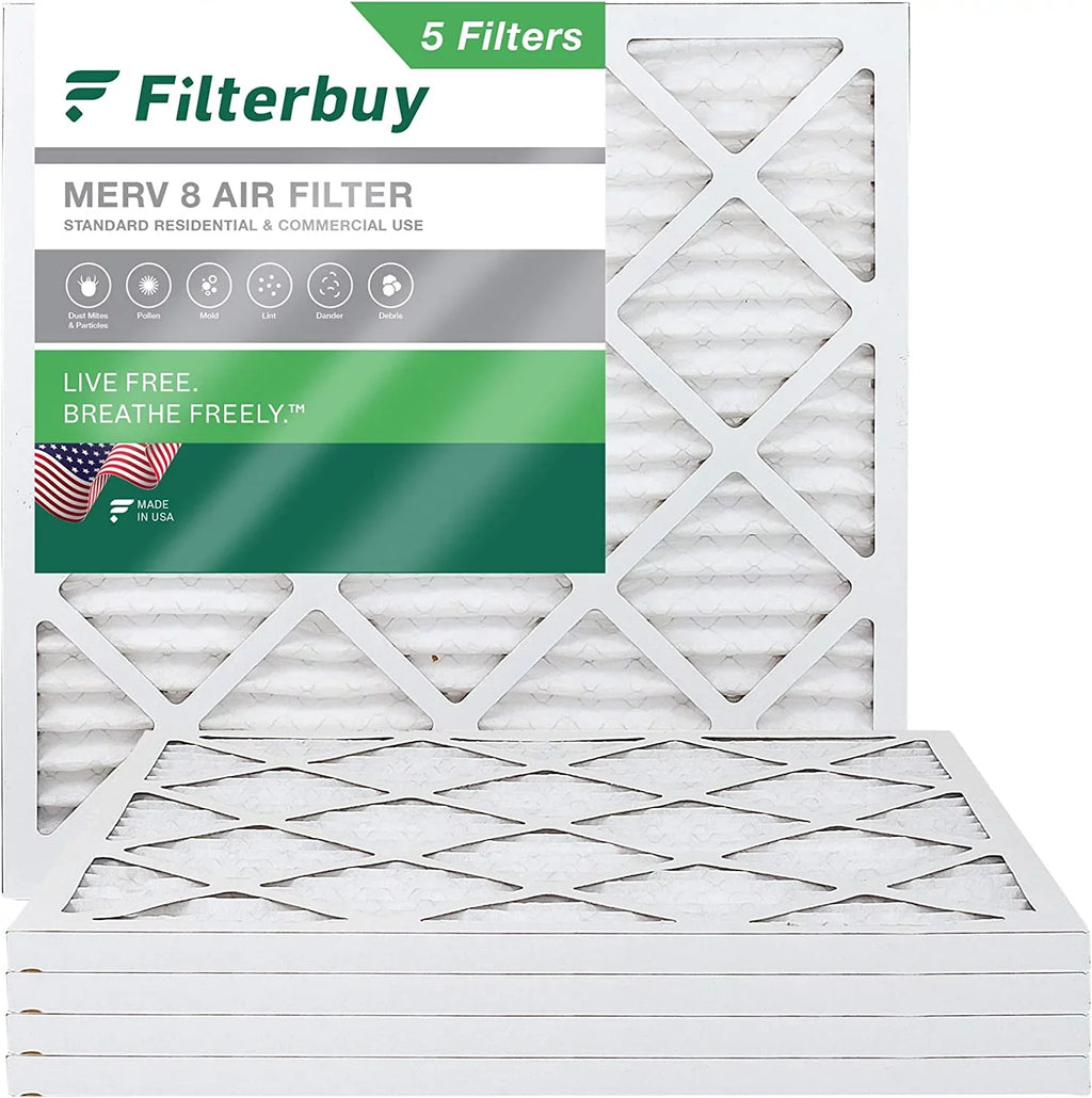 Filterbuy 30x30x1 MERV 8 Pleated HVAC AC Furnace Air Filters (5-Pack)