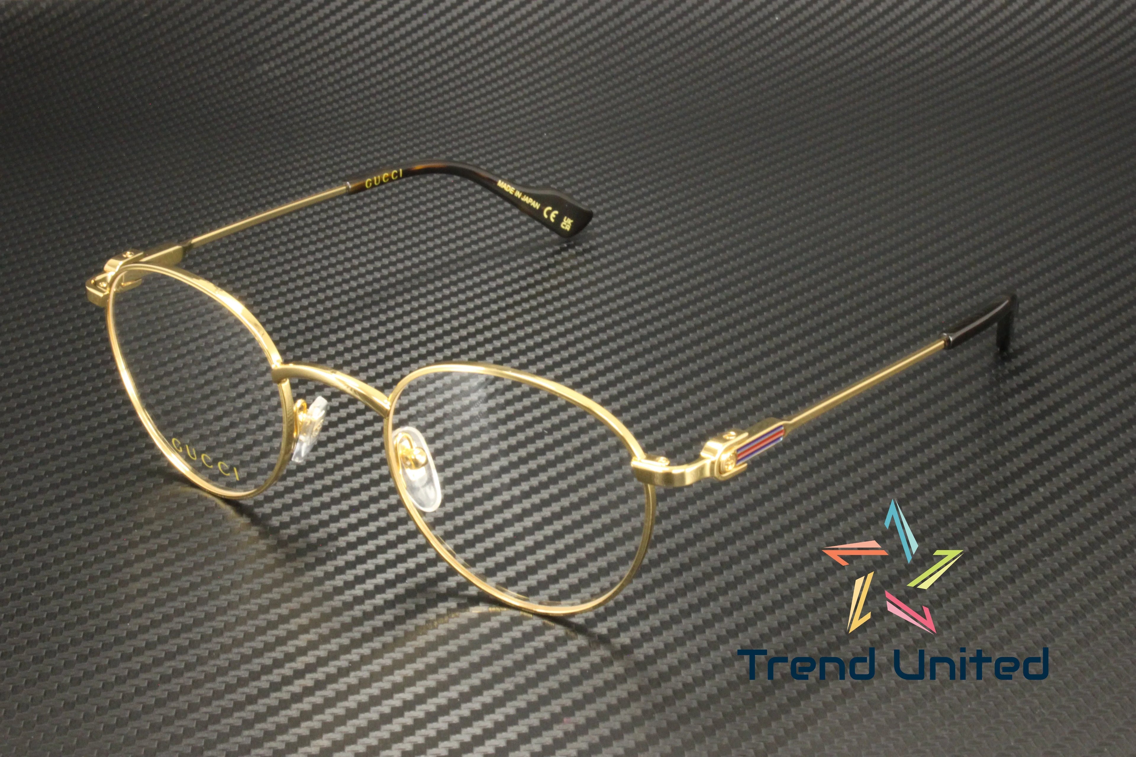 GUCCI GG1222O 002 Round Oval Panthos Metal Gold Demo Lens 48 mm Men's Eyeglasses