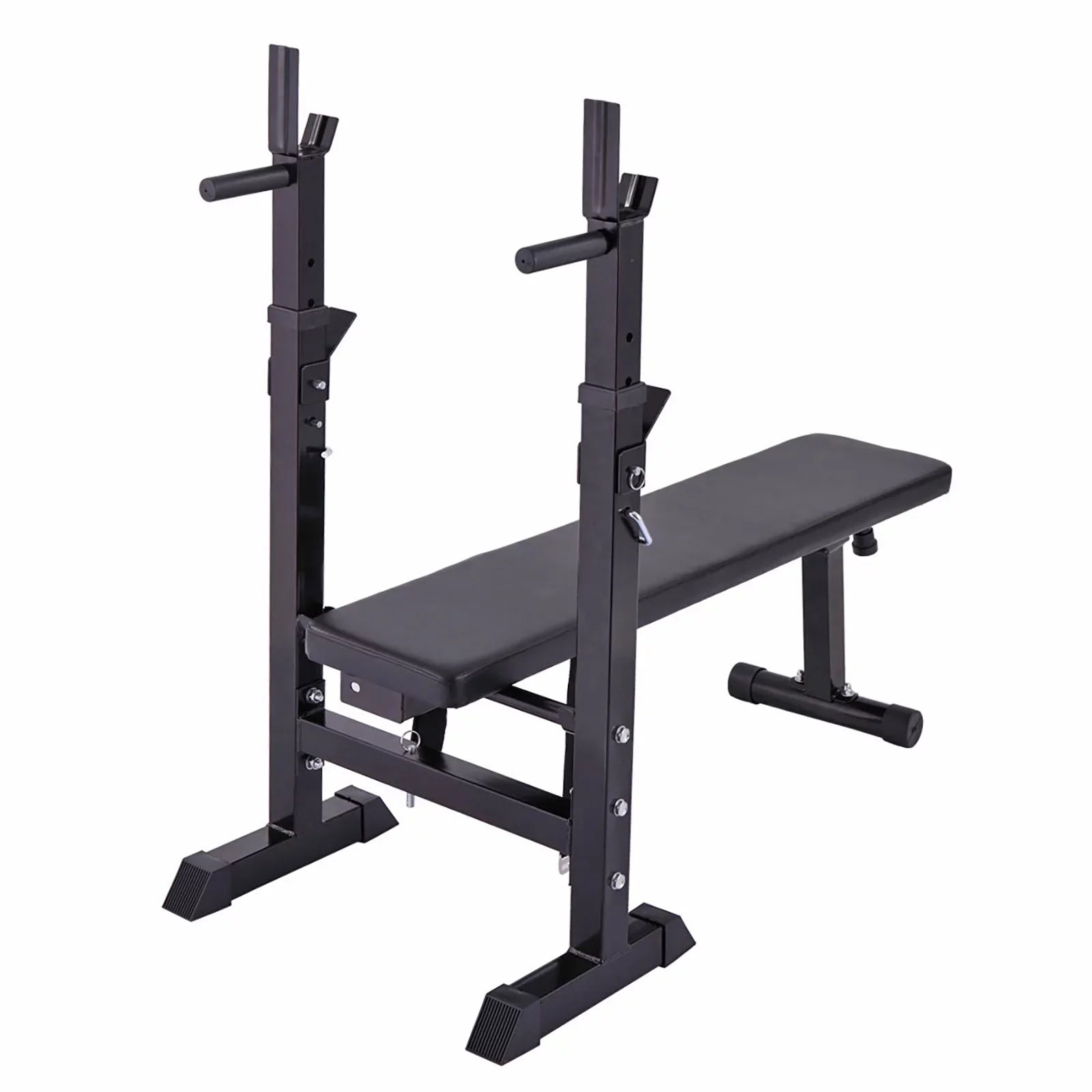 Andoer Adjustable Folding Multifunctional Workout Station, Red and Black, Squat Rack Included