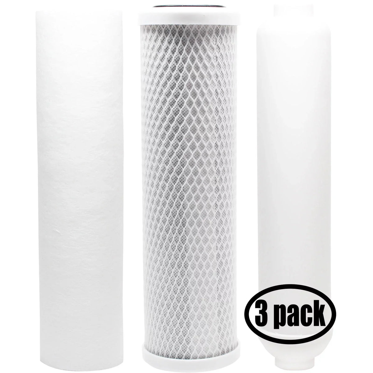 3-Pack Replacement for Filter Kit for US Water Systems 200-SENTRY-IX RO System - Includes Carbon Block Filter, PP Sediment Filter & Inline Filter Cartridge - Denali Pure Brand