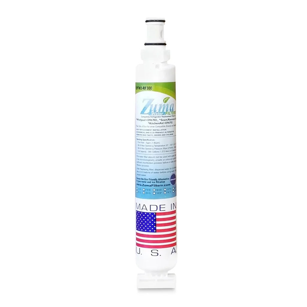 ZUMA Brand , Water and Ice Filter , Model # OPFW3-RF300 , Fitting with Whirlpool® 2301706 - 3574 - Made in U.S.A.