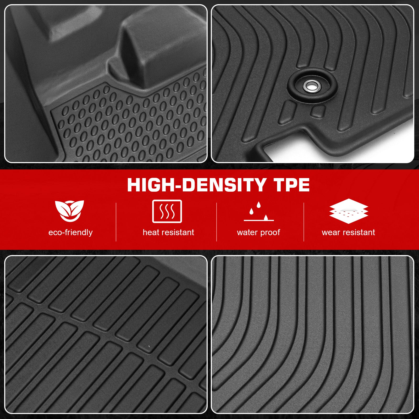 Ikon Motorsports 3D TPE Floor Mats Matching With 2008-2020 Dodge Grand Caravan 2008-2016 Chrysler Town & Country Black 3D Molded All Climate Car Carpets 1st 2nd Row Front Rear Protector Liner 4PCS