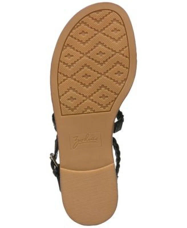 ZODIAC Womens Black Woven Clasp Accent Cushioned Camelia Round Toe Zip-Up Gladiator Sandals Shoes 5.5 M