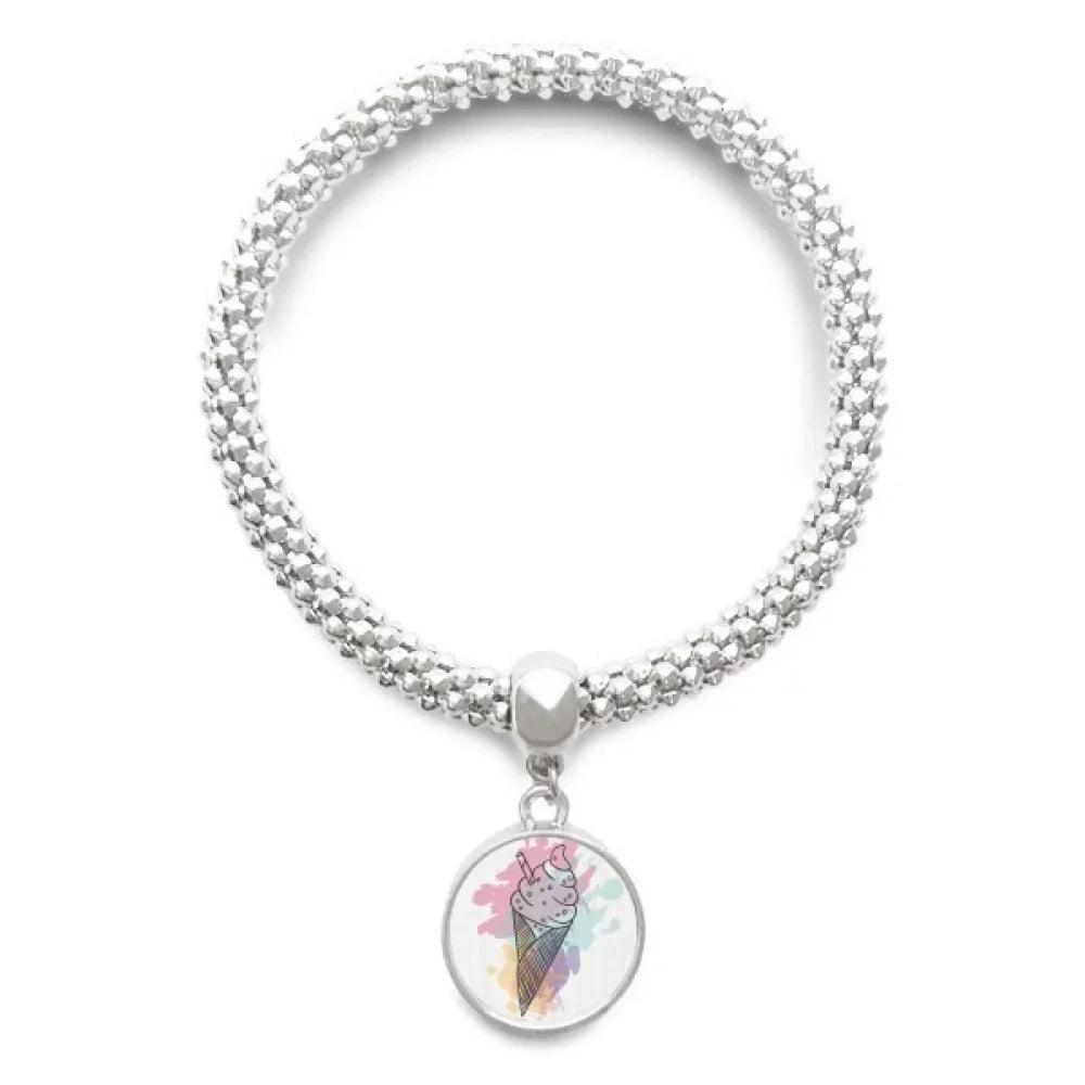 Watercolor Biscuits Bar Cones Ice Sliver Bracelet Pendant Jewelry Chain Adjustable Bangle