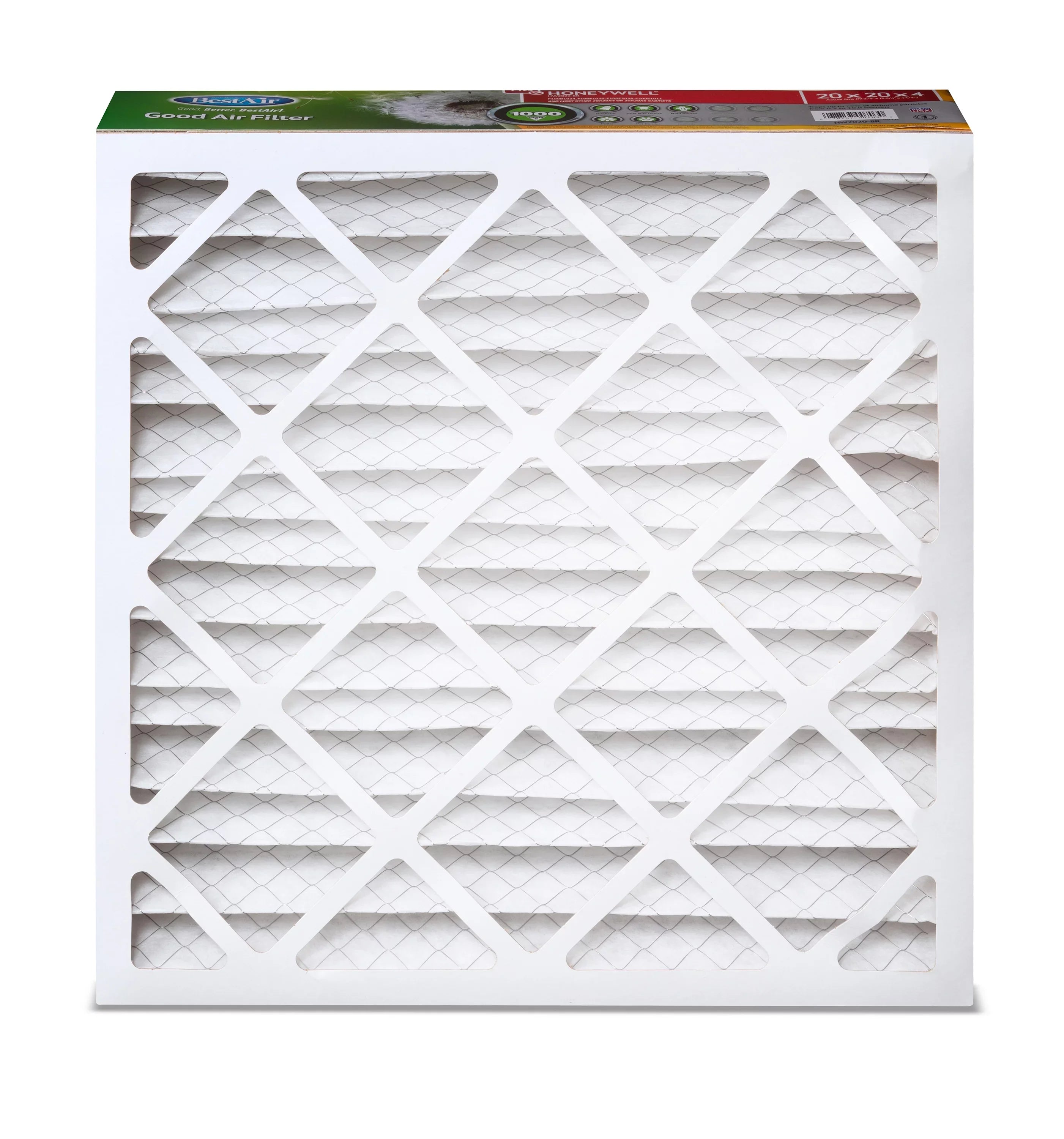 BestAir HW2020-8R Honeywell 20x20x4 Series 1000 MERV 8 Furnace Filter