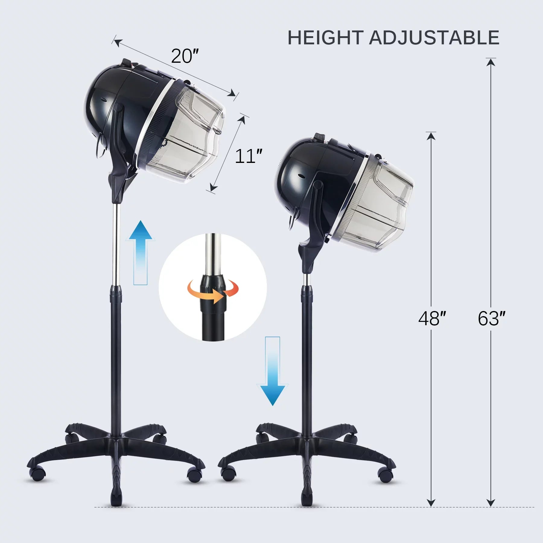 Bonnet Stand Up Hair Dryer Hood Timer Salon Styling Black New