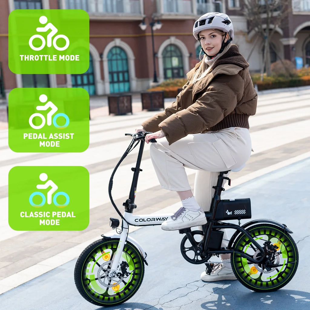 COLORWAY BK35M Folding Electric Bicycles, 16 inch E Bike 350W City E-Bike Max. Range 16-37MILE for Adults