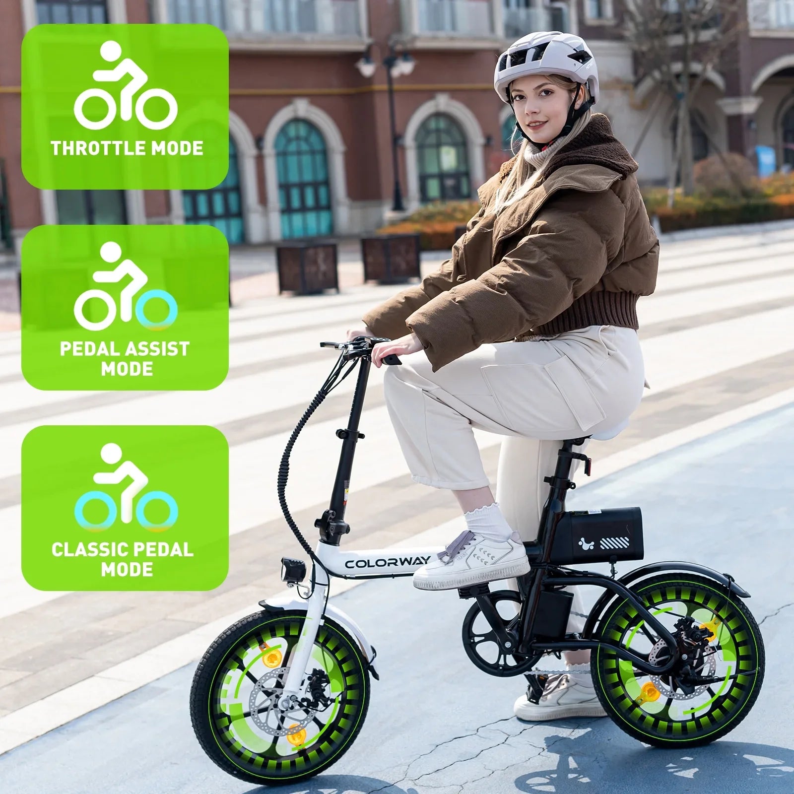 COLORWAY BK35M Folding Electric Bicycles, 16 inch E Bike 350W City E-Bike Max. Range 16-37MILE for Adults