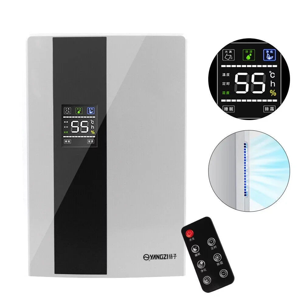 TOOL1SHOoo Portable 2200ml Ultra Quiet Dehumidifier with LCD and Remote Water Tank Dehumidifier