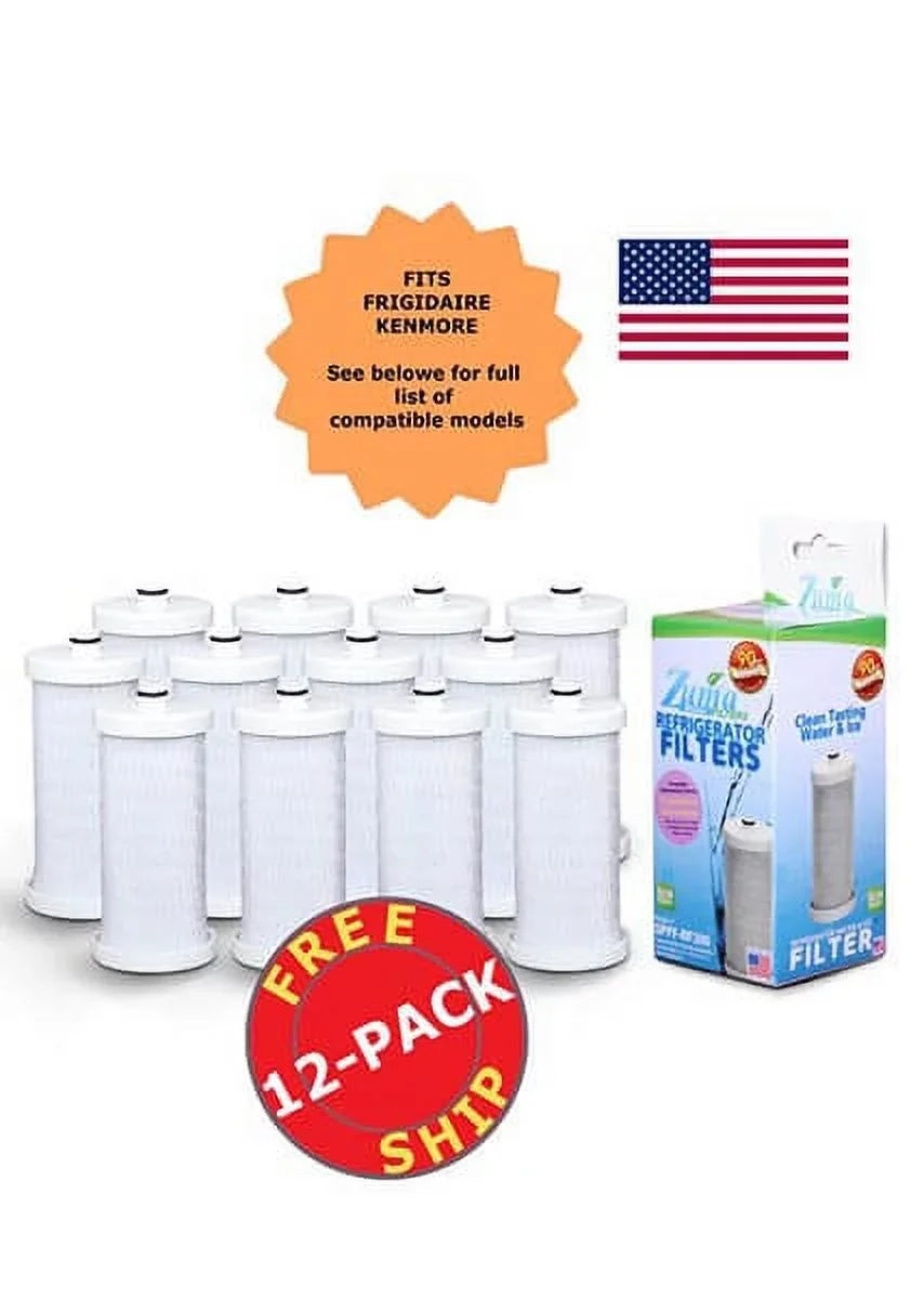 ZUMA Brand , Water and Ice Filter , Model # OPFF-RF300 , Matching with Frigidaire® WF1CB - 12 Pack - Made in U.S.A.