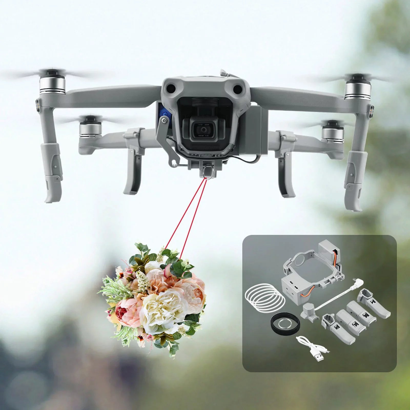 Follow Airdrop System Payload Airdrop Release Drop Device Kit Compitable With Mavic Air 2/Air 2s Wedding Proposal Delivery Device