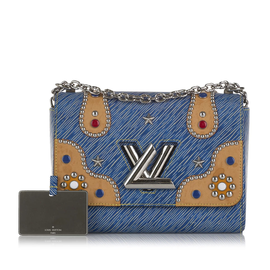 Pre-Owned Authenticated Louis Vuitton Studded Epi Twist MM Leather Blue Crossbody Bag Unisex (Good)