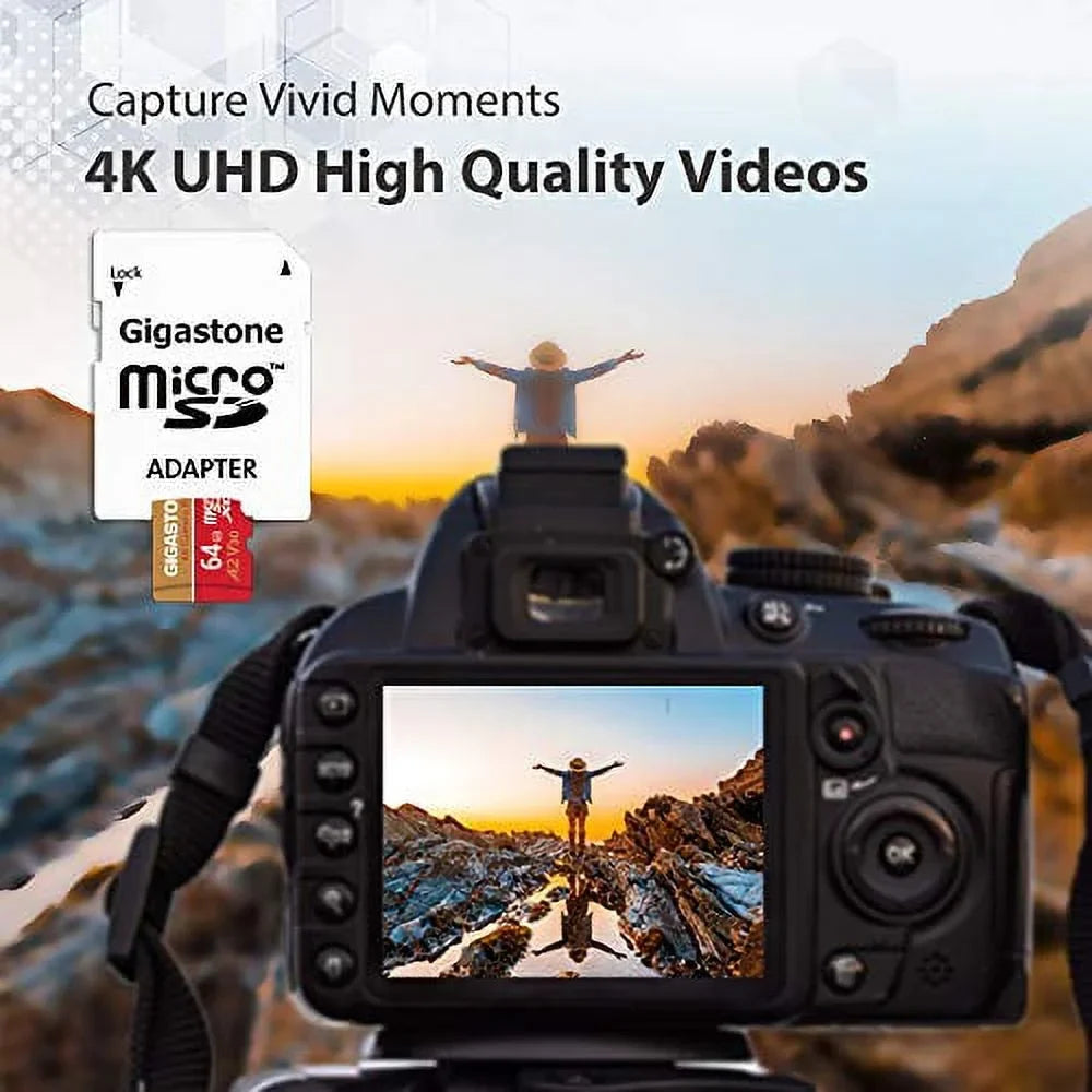 Gigastone 64GB Micro SD Card, 4K Video Recording, 4K Camera Pro, Matching with Nintendo Switch, Dash Cam, GoPro Cameras, R/W up to 95/35 MB/s, Micro SDXC UHS-I A1 V30 Class 10, 5 Pack (5x64GB)
