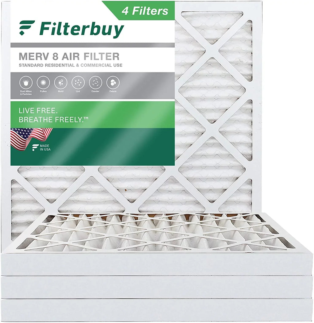 Filterbuy 12x12x2 MERV 8 Pleated HVAC AC Furnace Air Filters (4-Pack)