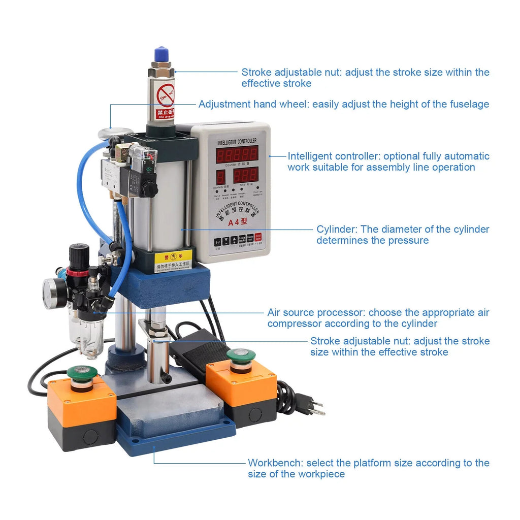 New 440lb Adjustable Pneumatic Punch Machine Press Equipment with Digital Controller, 4V210-8