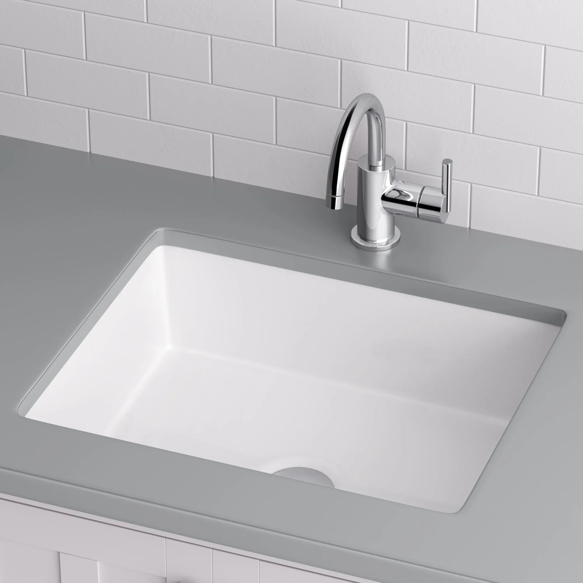 Miseno 17 x 13 in. Rectangular Undermount Bathroom Sink with Rear Overflow, White