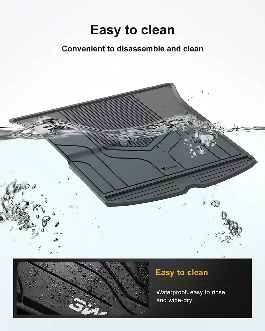 3W Trunk Mat for Tesla Model Y 2020-2023 TPE All Climate Black Car Floor Mat Custom Fit Cargo Liner