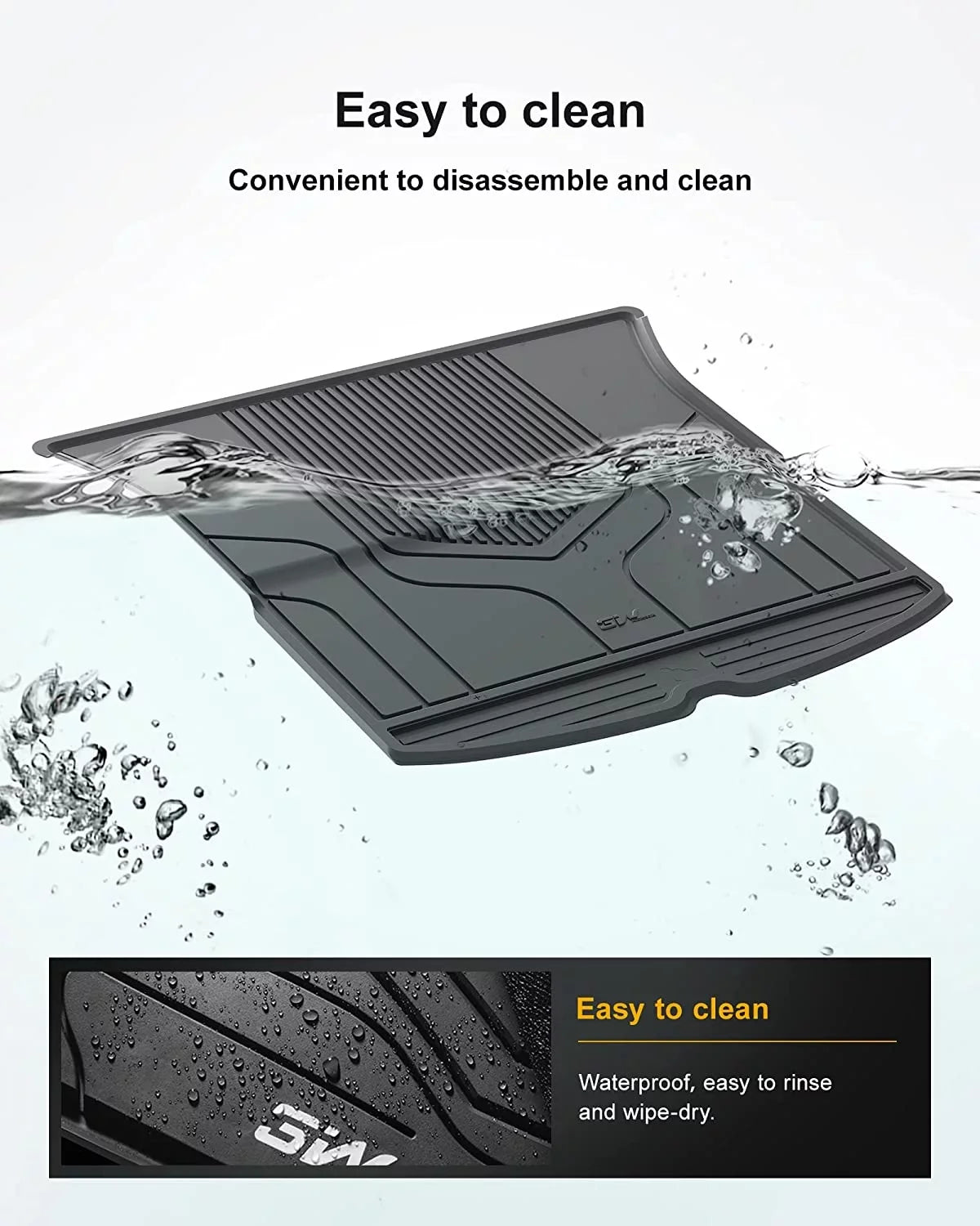 3W Trunk Mat for Tesla Model Y 2020-2023 TPE All Climate Black Car Floor Mat Custom Fit Cargo Liner