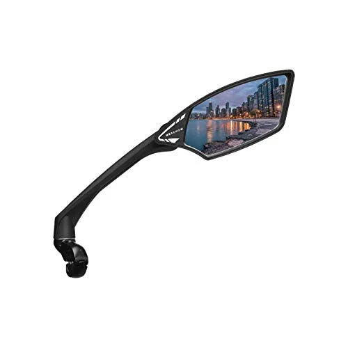 MEACHOW New Scratch Strong Glass Lens,Handlebar Bike Mirror, Rotatable Safe Rearview Mirror, Bicycle Mirror, (Sliver Right Side) ME-006RS